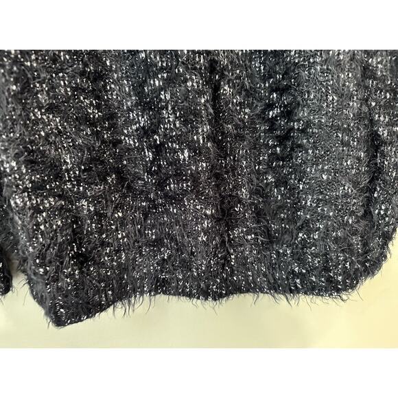 Express Blue Marl Eyelash Lace Up Neck Large Long Sleeve Sweater Super Soft - Picture 9 of 10